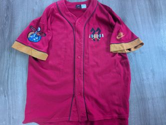Rare 1993 Vintage Nike Michael Jordan Embroidered Red  Baseball Jersey