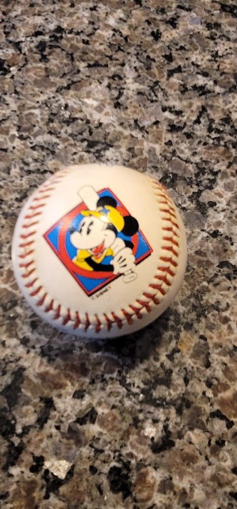 Disney Mickey Mouse 4” Signed Baseball Donald Duck, Mickey Mouse & Chip Dale