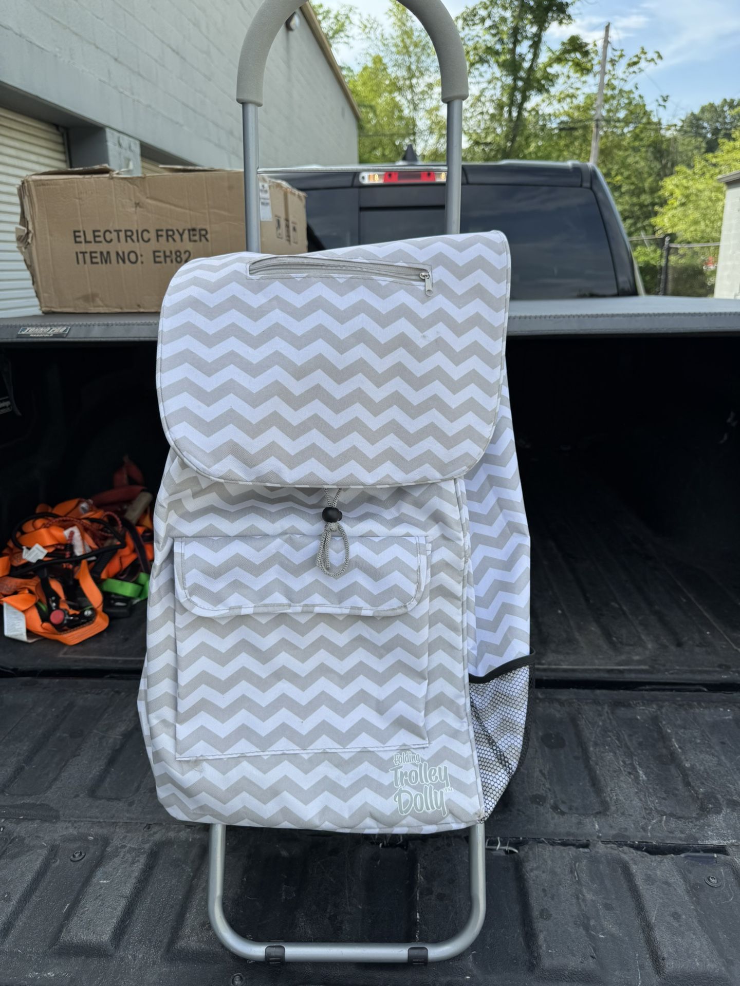 Folding Trolley Dolly Cart Shopping Cart with removable bag rolling