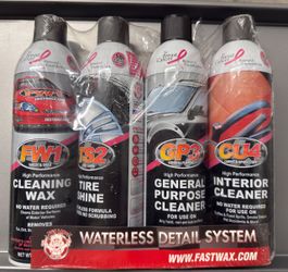 FastWax Waterless Car Detail Kit - 4 Unused Cans - FW1 TS2 GP3 CU4