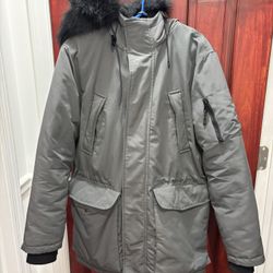 Sean John Winter Parka Down Coat Jacket Gray Grey Fur Hood