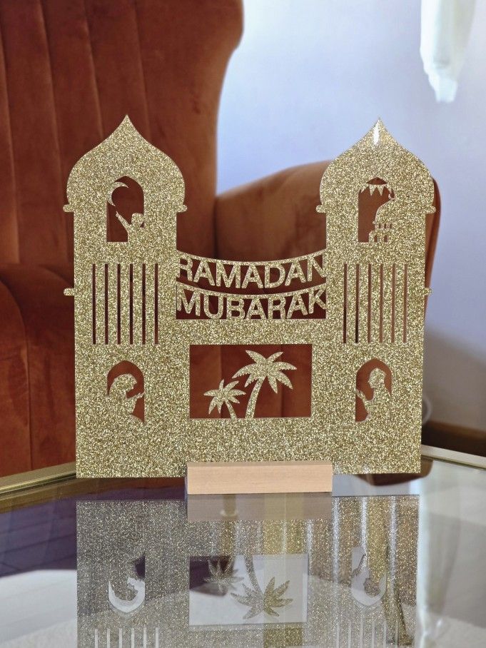 Ramadan Mubarak GOLD Glitter Acrylic Sign