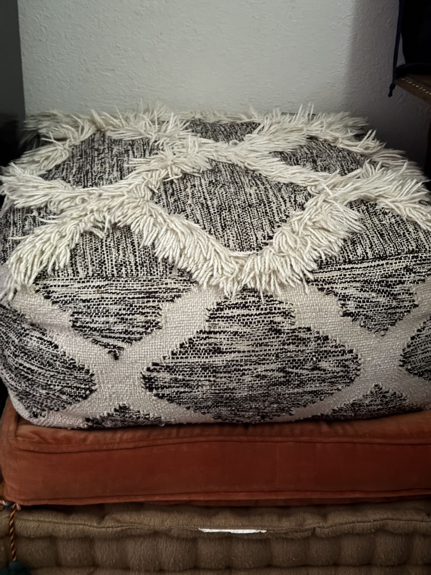 Tufted Boho pouf ottoman