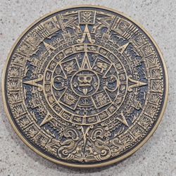 1978 Franklin Mint Aztec Calendar Art Medal 3 Inch Bronze Medallion COA
