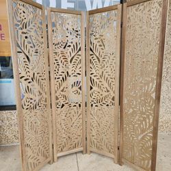  4 panels wood room divider (64"W×67"H)