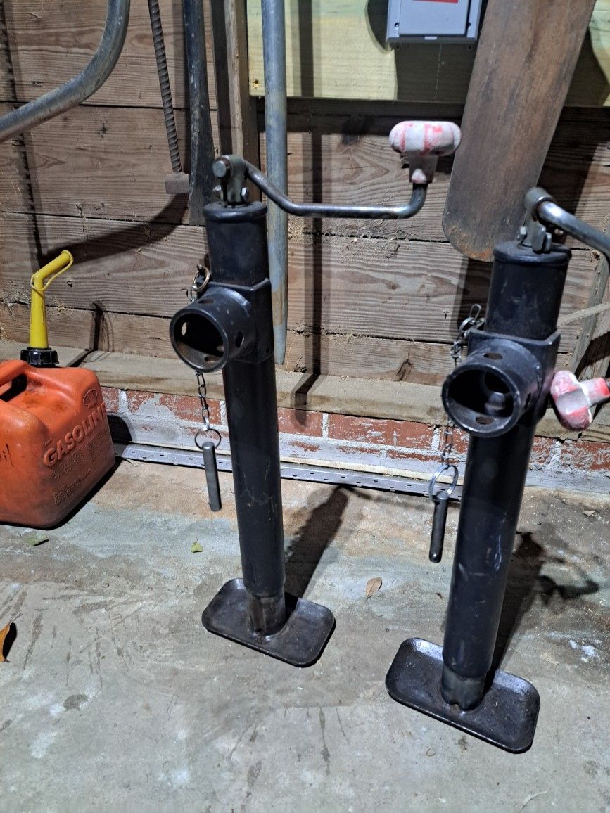 Two (2) Pipe Mount Swivel Trailer Jacks (No Mounting Plates)