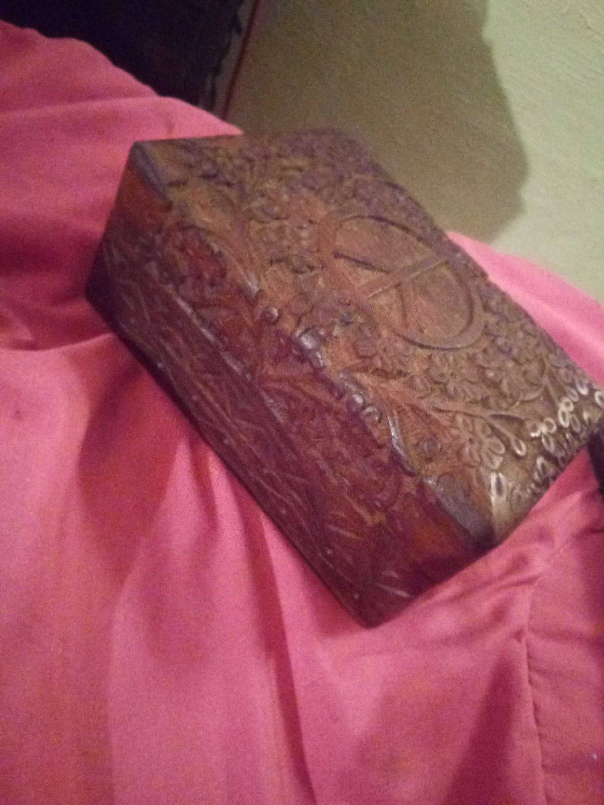Hand Carved Wooden Jewelry Box