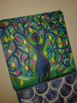 HANDMADE LADY TREE PAINTING