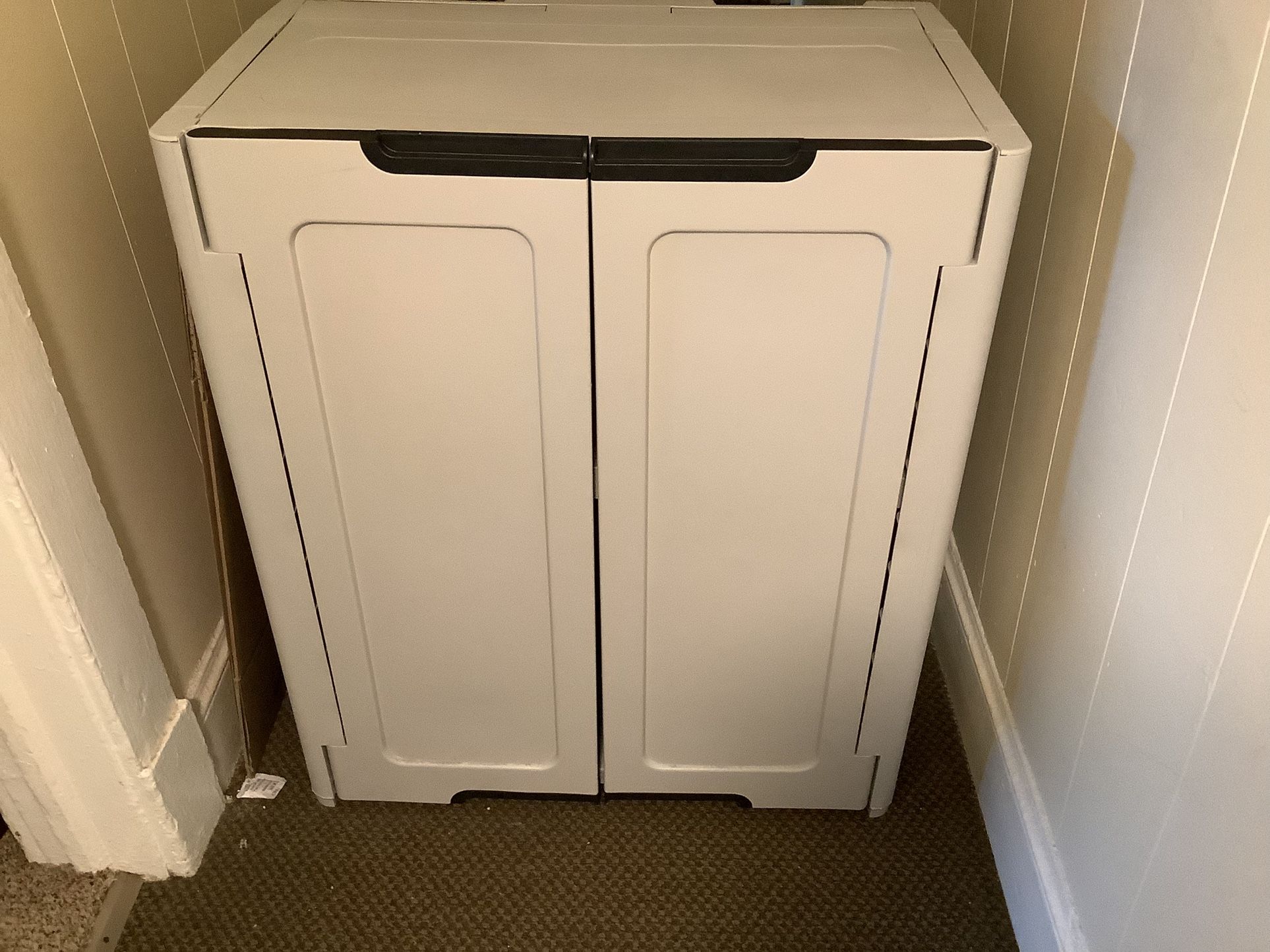 HDX Resin Freestanding Garage Base Cabinet In Light Grey