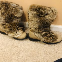 Natural Bunny Fur Boots 