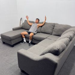 Compact & Comfy Sectional Couch (Dark Charcoal Gray)