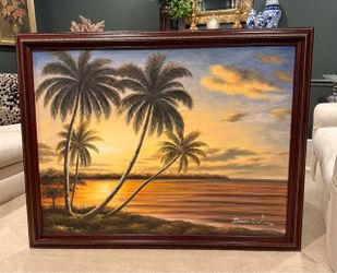 Large Vintage Framed Canvas Painting