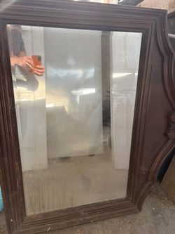 Old, Heavy Beveled Glass Mirror For Dresser Or Vanity