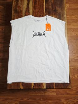 YoungLA Men's "Essential Cut-Offs" Muscle Tank - White - Size XXL