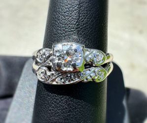 Jewelry 14k solid white gold  natural diamond 0.40CTW heart ring size 8.25