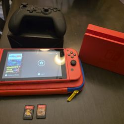 Red MARIO edition Nintendo Switch With Dock & Controller 