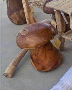 Solid Wood Mushroom Stool