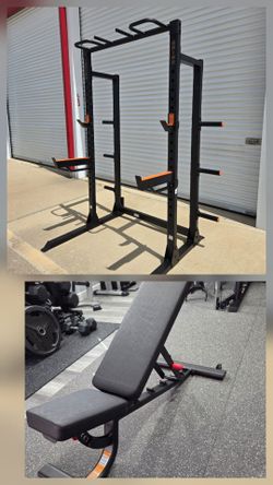 Squat Rack  w/  Bench  GRIND & INSPIRE  DR0P0FF AVAIL.  READ BELOW.  FIRM PRICE.