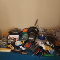 Huge Assorted Kitchen Box - Pans, Utensils, Deep Fryer, Kitchen Scale, Containers And More