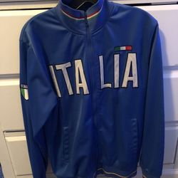 Italia Blue Jacket Italy Track Racer Athletic Jacket L Women (M) Men Unisex
