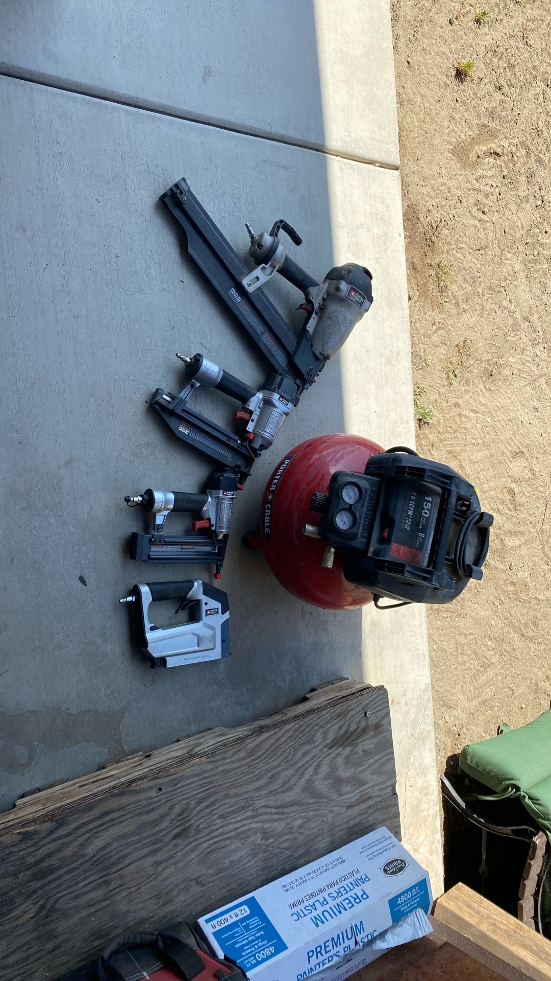 Portable cable, compressor and gun set