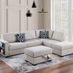 Sectional Sofa , Shelves/ Ottoman Storage New In Box 