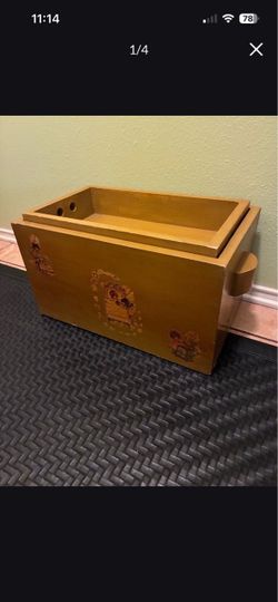 $40-Vintage Wooden Storage Box with Decals
