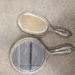 Antique Mirror And Brush