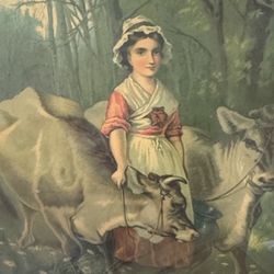 Antique Milkmaid Prints Framed 