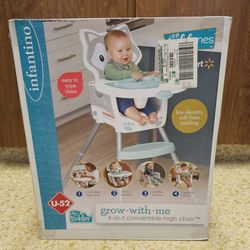 NEW! Infantino Grow-with-Me 4-in-1 Convertible High Chair, 6-36 Months, Gray Husky