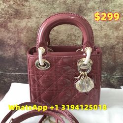 Christian Lady Dior Large Patent Leather Cannage Top Handle Bag w Shoulder Strap