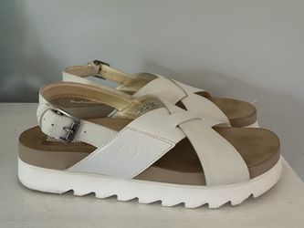 Timberland White Leather Platform Sandals