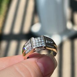 Solid 18k White Gold Chunky 2ct Natural Diamond Ring ! Quality Piece 