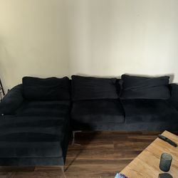 2 Piece Velvet Sectional With Chaise 