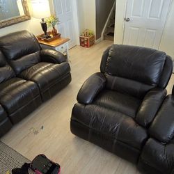 Leather Power Reclining Sofa And 2Chairs
