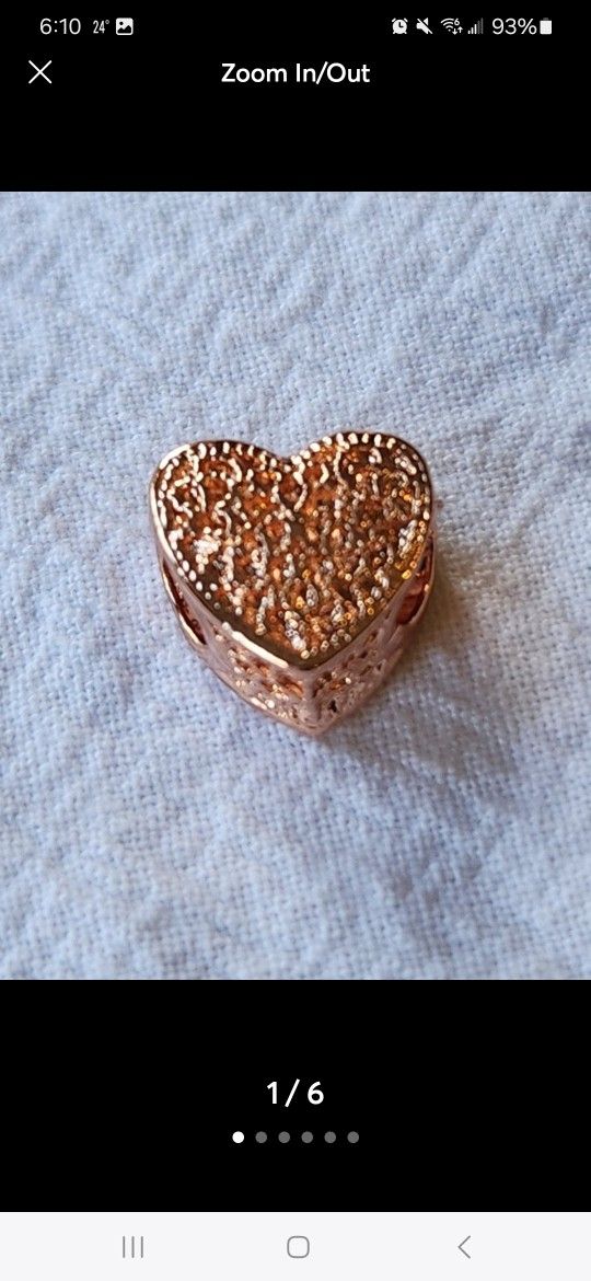 NEW Rose Gold Heart Charm.  Please see all pictures as part of the description.  Bundle to save on shipping costs!  Please check out my other charms, 