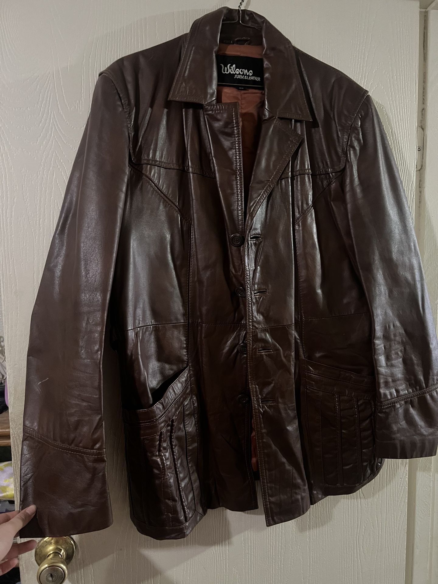 Vintage Wilsons Men's Real Leather Jacket Size 42 Brown