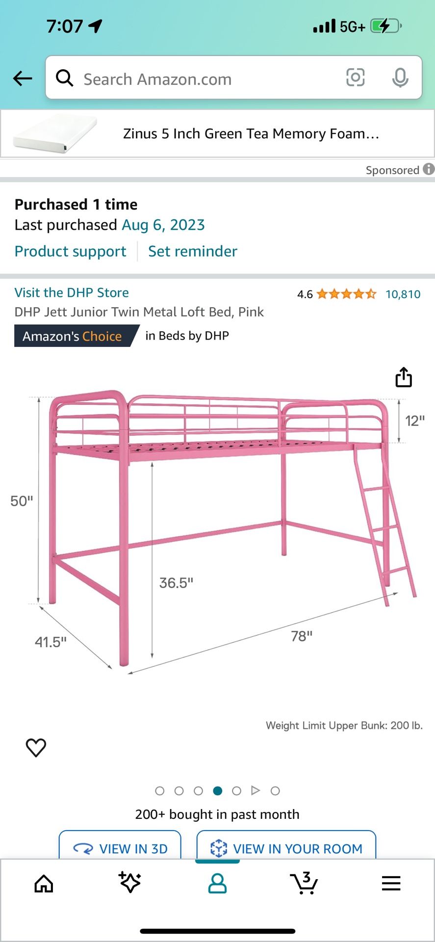 Pink Loft Bed 