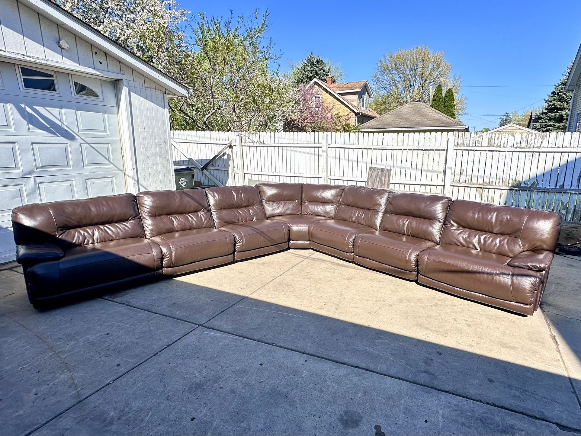 FREE DELIVERY 🚚  Ashley furniture Real Leather brown  Couch, sofa, Sectional recliner 