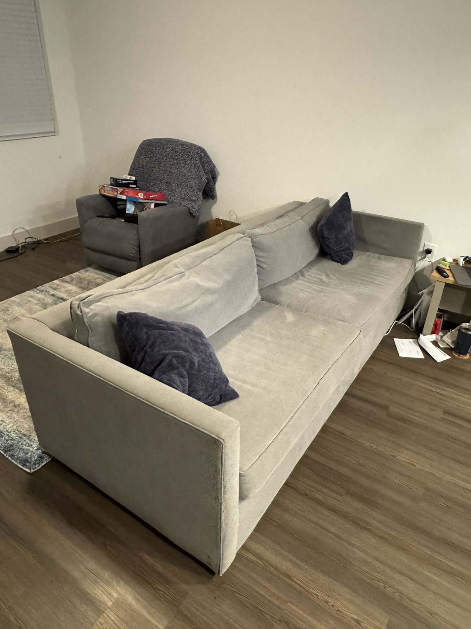 West Elm Sofa Light Gray - 97 Inch Long