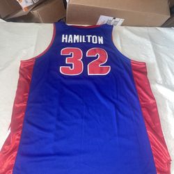 Authentic Richard Hamilton DETROIT PISTONS Reebok JERSEY Blue Clean Sewn Mens 50