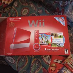 Red Nintendo Wii With Box 