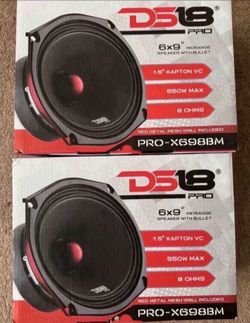 (4) DS18 Pro-X698BM (8 Ohms)Midrange 6x9’s With Bullet (BRAND New) Read Description