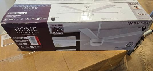 Merwry 52 in. Intergrated LED Matte White Ceiling Fan With Light And Remote Control