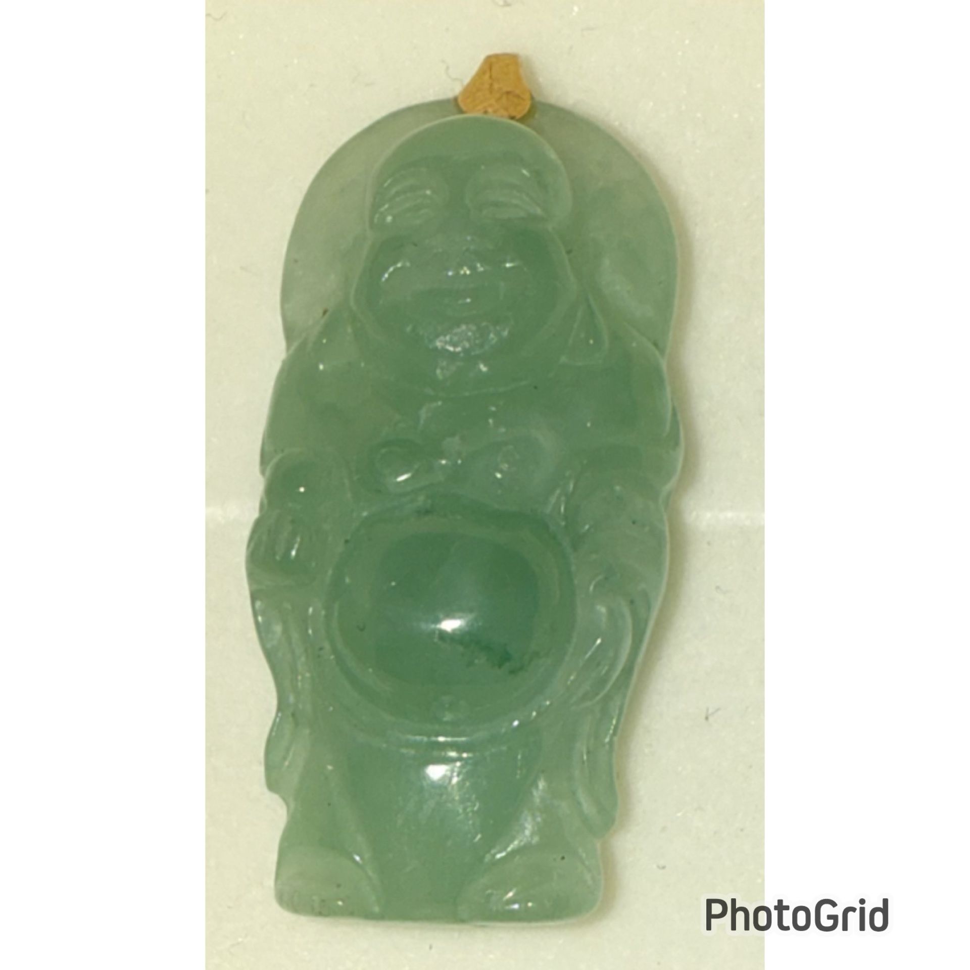 14k Gold Green Buddha Pendant 
