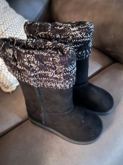 Girls Kids Size 8 NEW BLACK SWEATER CUFF BOOTS! 
