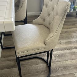 Modern Bar Stools with Backs- Beige