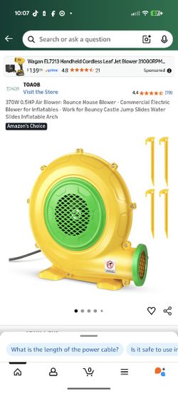 370W 0.5HP Air Blower: Bounce House Blower - Commercial Electric Blower for Inflatables