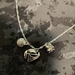 925 Sterling Silver Sail Boat, Sea Shell, Child Holding Fish Charm Necklace 