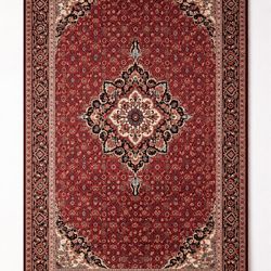 5x7 silk and wool Persian bijar red oriental floral rug